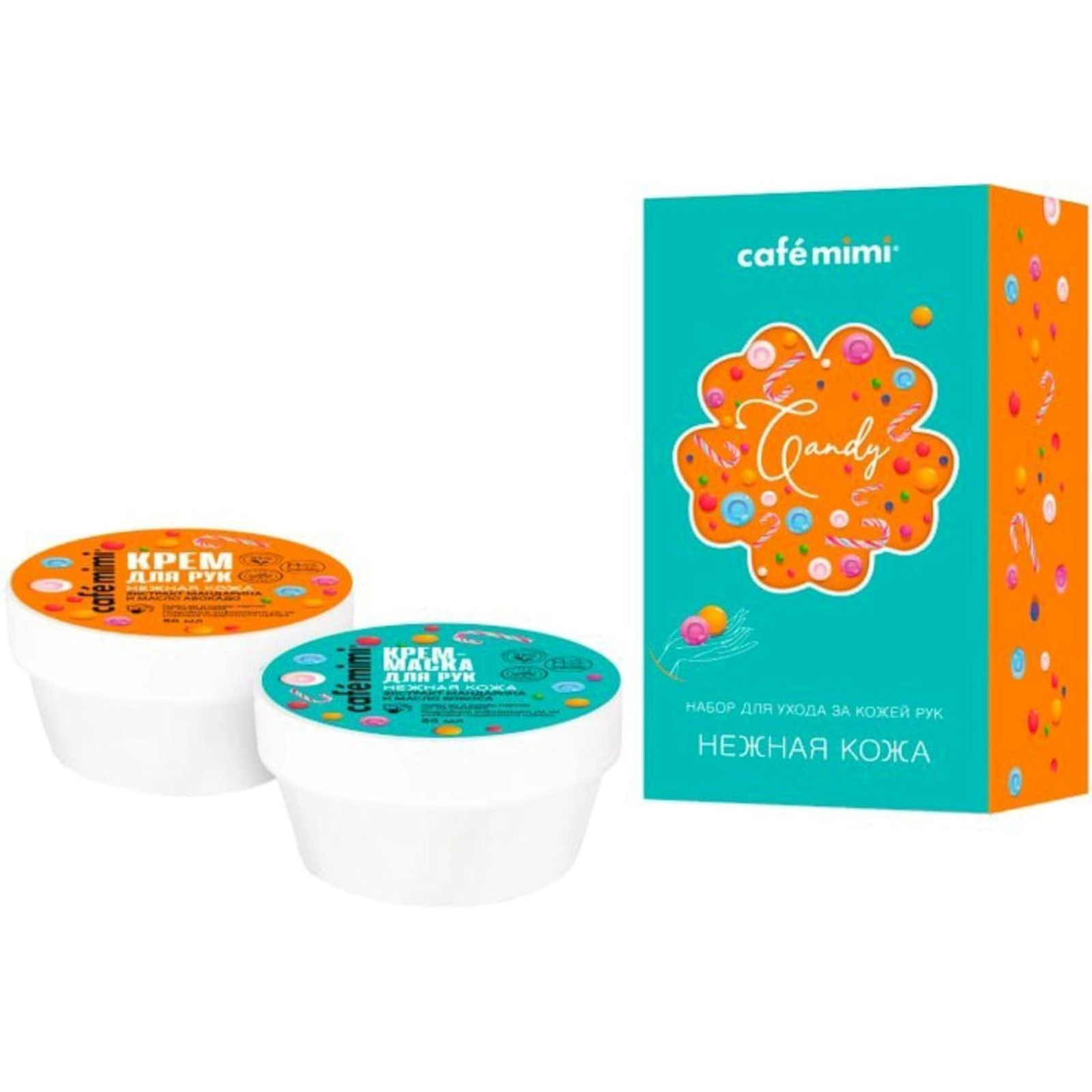Əl kremi dəsti Cafe Mimi Zərif dəri (krem 50 ml + krem-maska 50 ml)