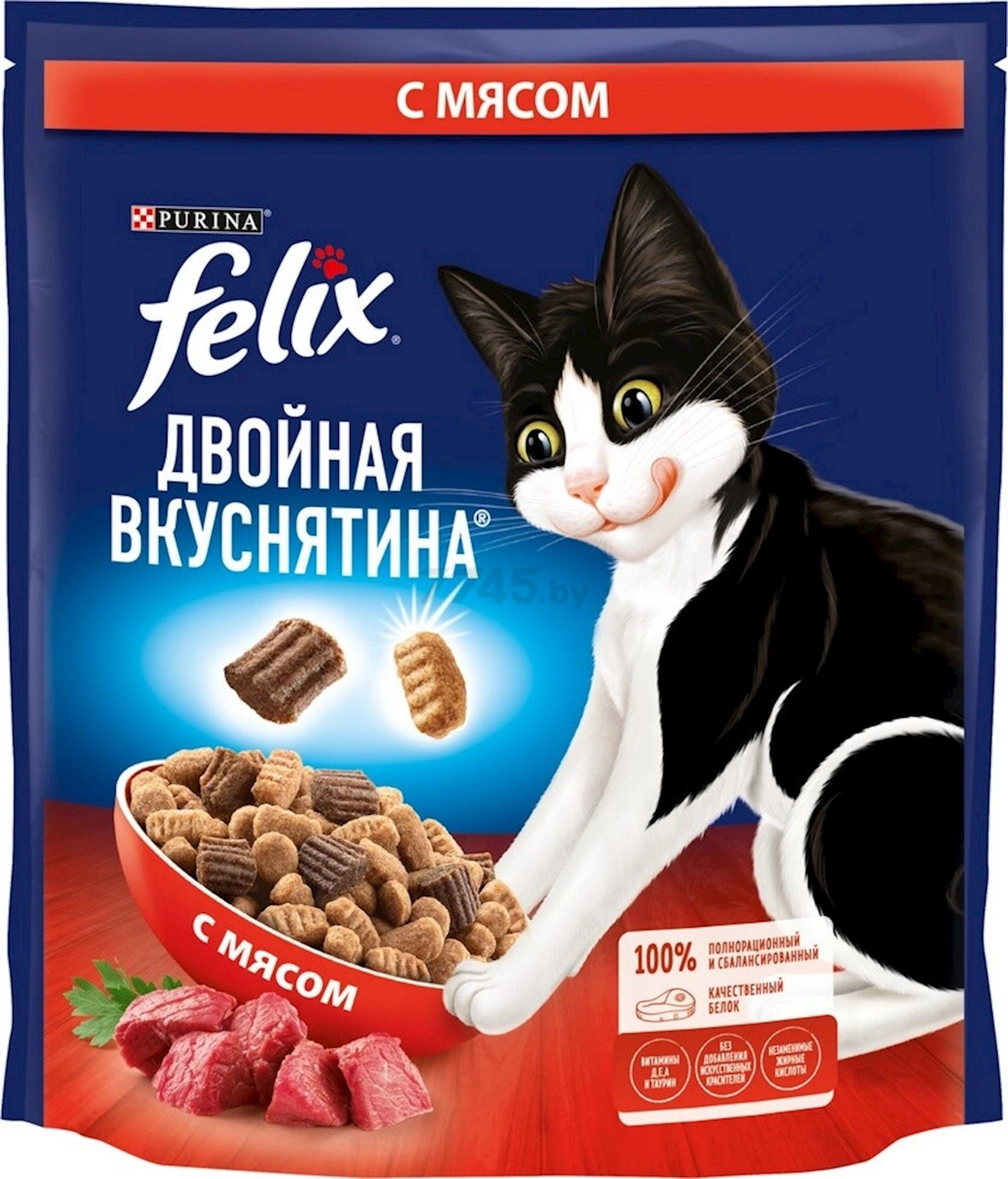 Pişiklər üçün quru yem Felix Двойная вкуснятина, ət ilə, 600 q