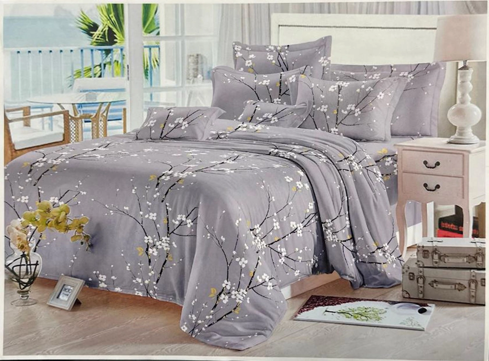 Yataq dəsti Sahara SHA-0000478, yorğan üzü 160x240 sm, mələfə 160x220 sm, 1 əd yastıq üzü 50x70 sm, birnəfərlik, satin, rəngbərəng