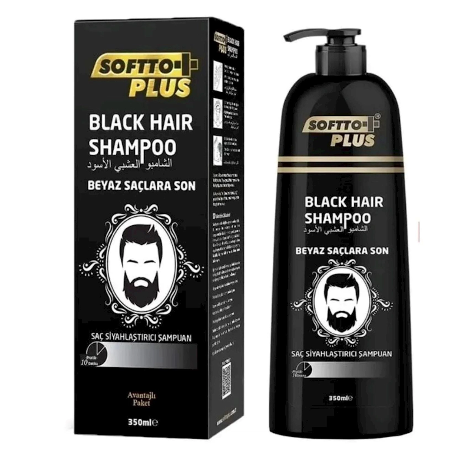 Ağarmış saçlar üçün şampun Softto Plus Black 350 ml