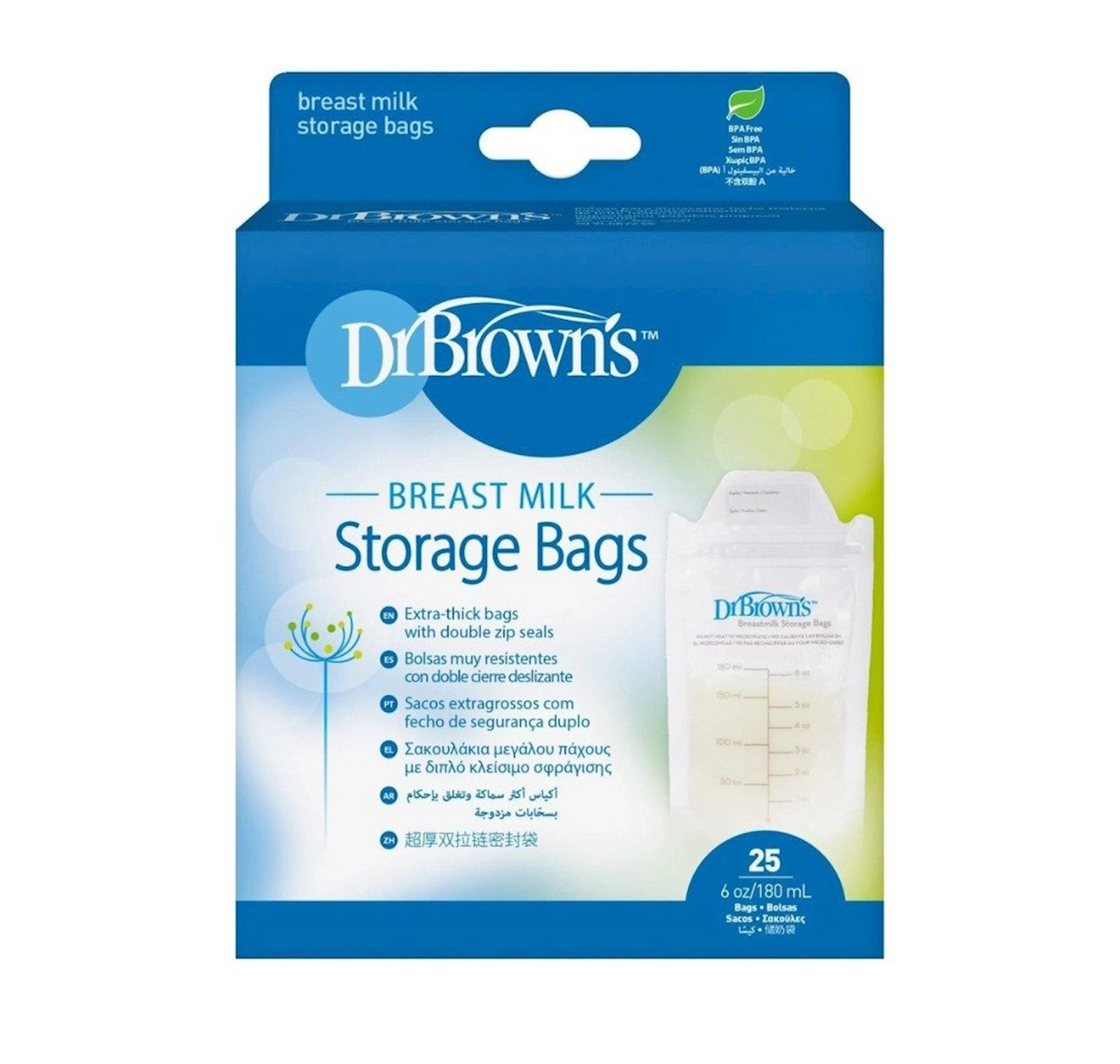 Ana südünü saxlama paketi Dr.Brown's 180 ml, 25 əd