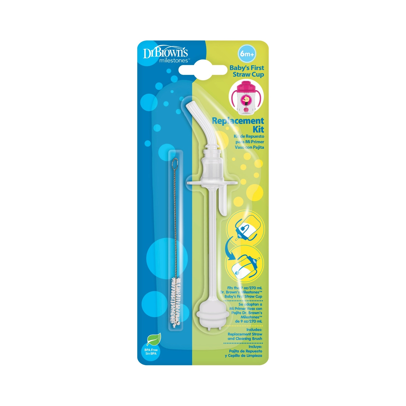 Temo fincan üçün borucuq Dr. Brown's Straw Cup Replacement Kit, 1 əd