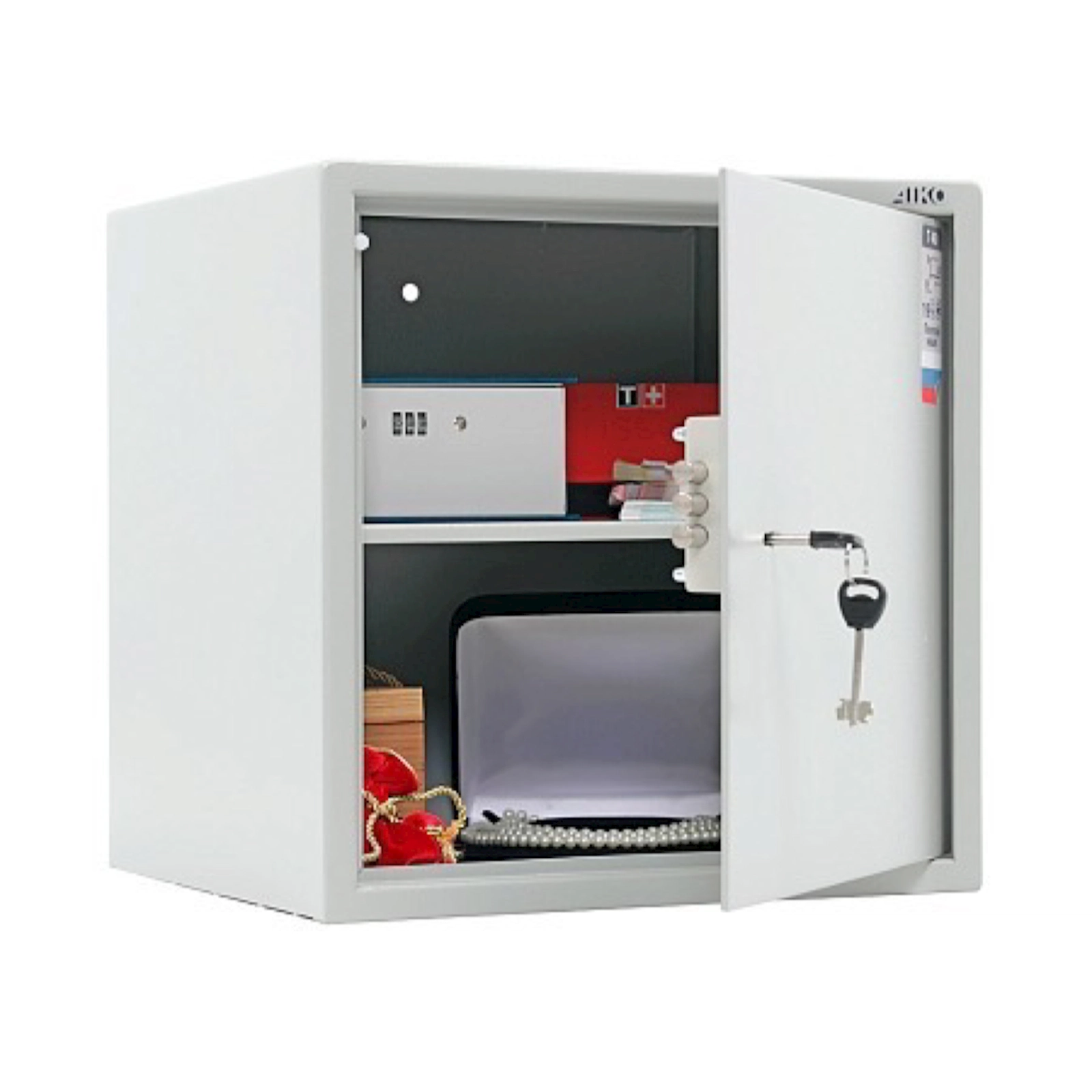 Mebel seyfi Aiko T-40 KL, açar ilə, boz, 401x400x356 mm