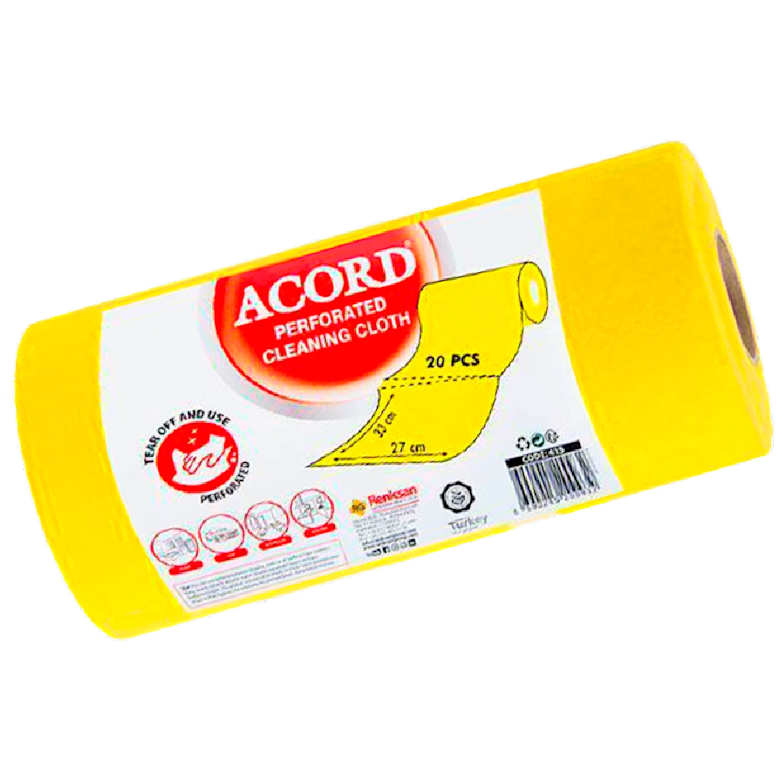 Təmizləmə üçün salfet Acord, 33x27 sm, rulon, sarı