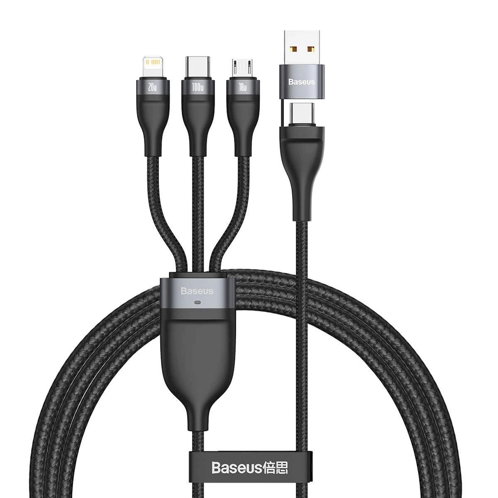 Kabel USB Baseus Flash Series Two-For-Three Fast Charging Data Cable CA2T3-G1 Gray/Black 1.2 m