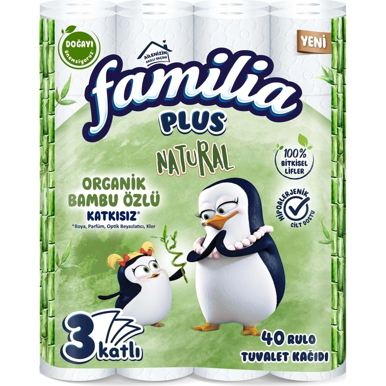 Tualet kağızı Familia Plus Natural, 3 qat, 40 rulon