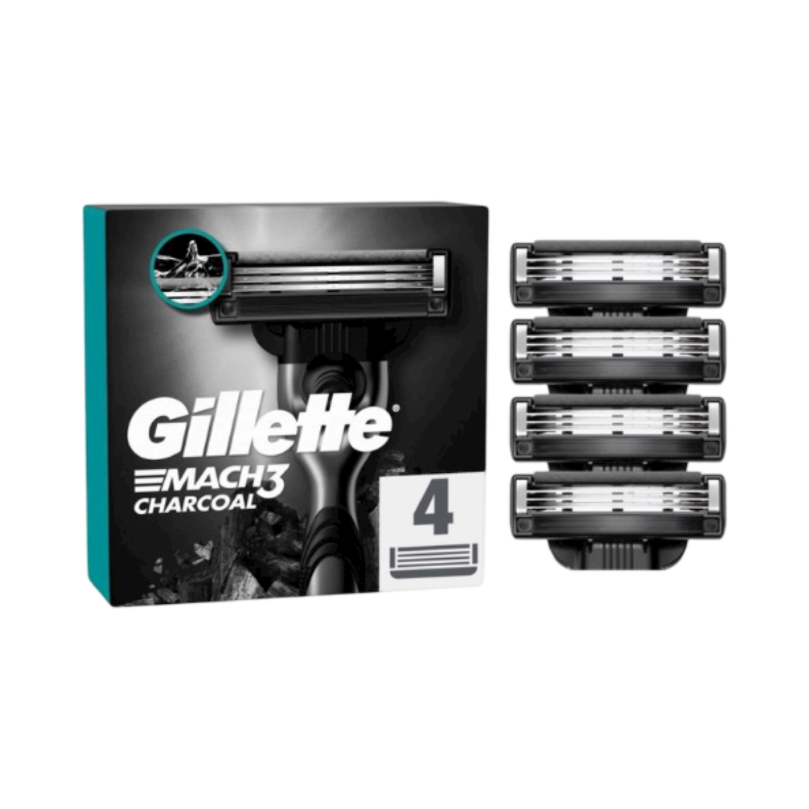 Dəyişdirilə bilən kassetlər Gillette Mach 3 Charcoal, 4 əd