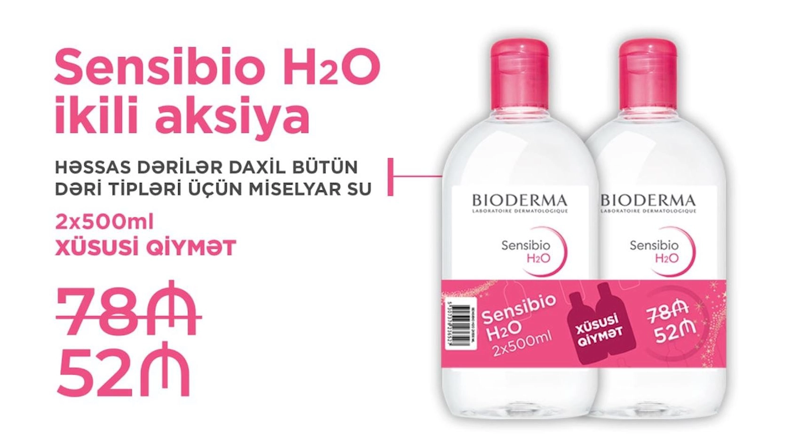Misellyar suyu Bioderma Sensibio H2O 2х500 ml