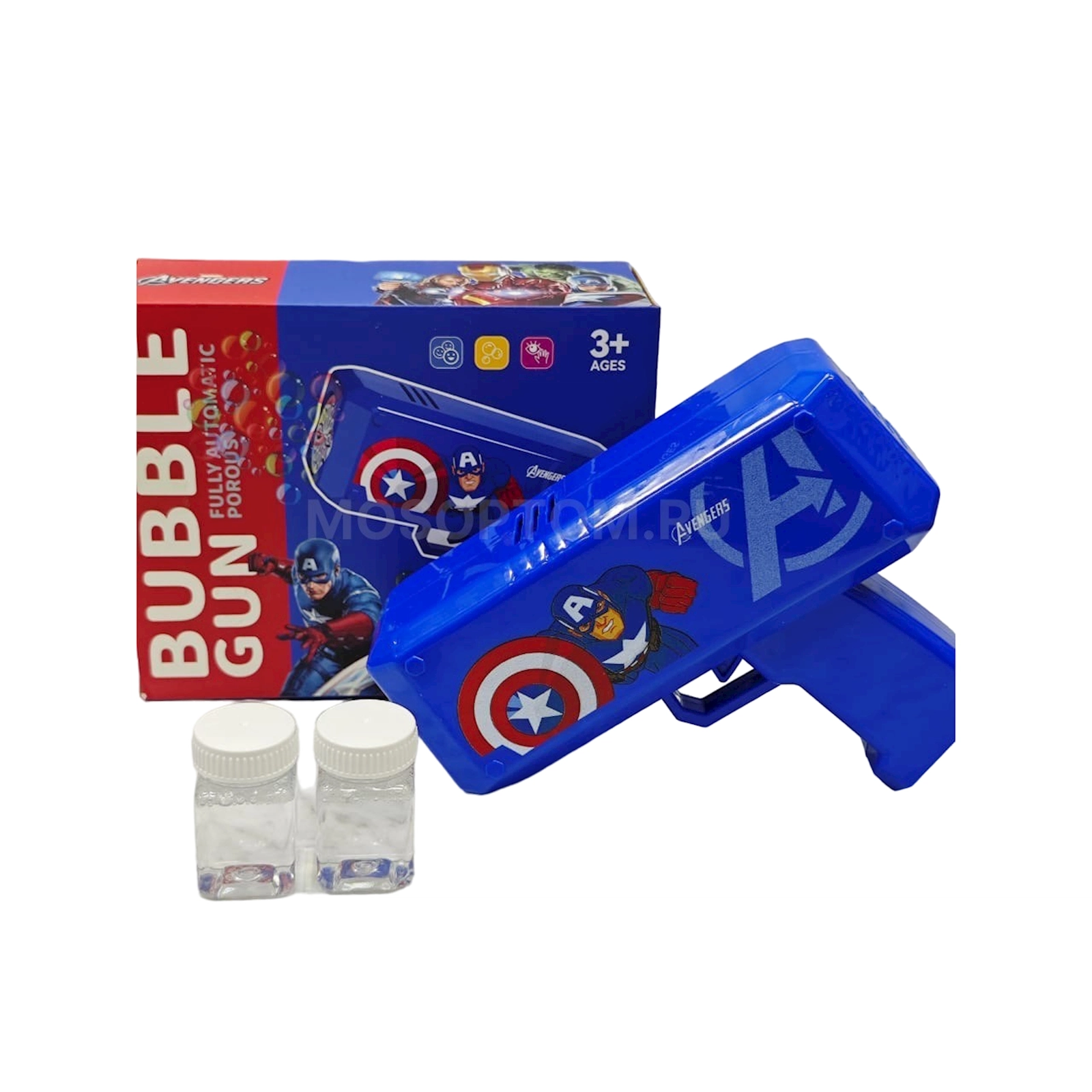 Sabun köpükləri buraxan tapanca Bubble Gun Avengers PP577-5, göy, 3+ yaş