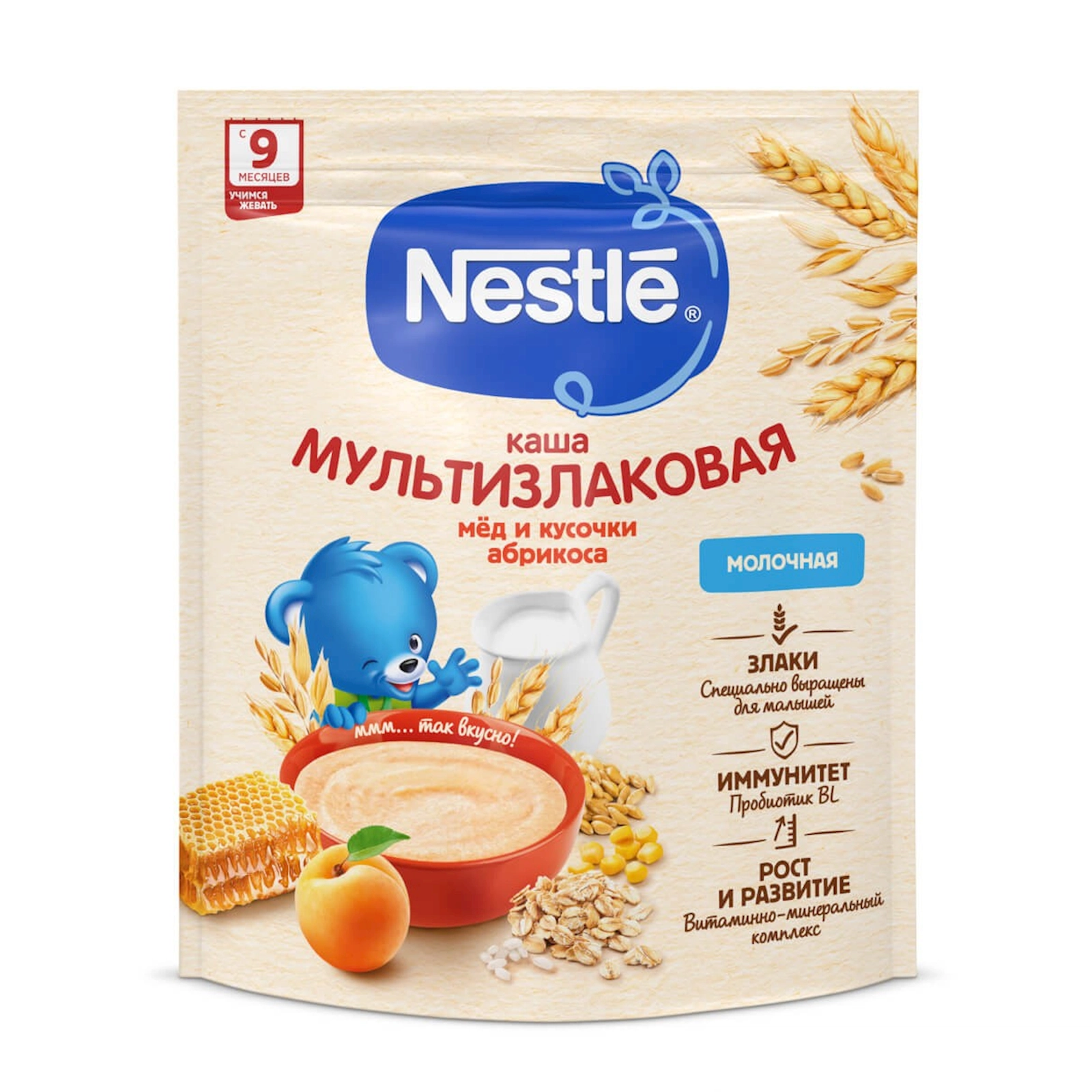 Multitaxıllı sıyıq Nestle, bal və ərik ilə, 9 aydan, 200 q