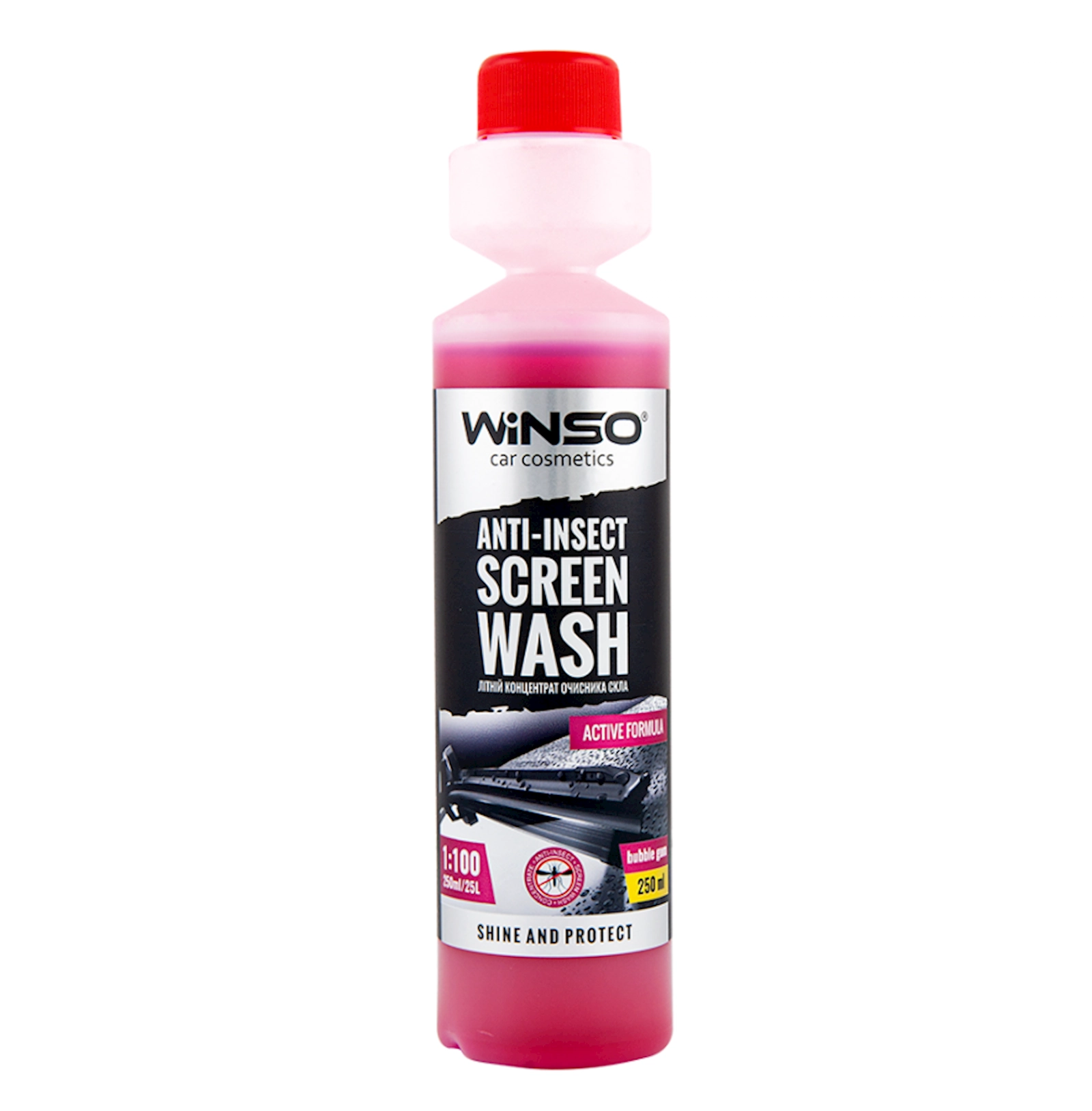 Şüşələr üçün təmizləyici Winso Anti-Insect Screen Wash 825001 saqqız ətri ilə, 250 ml