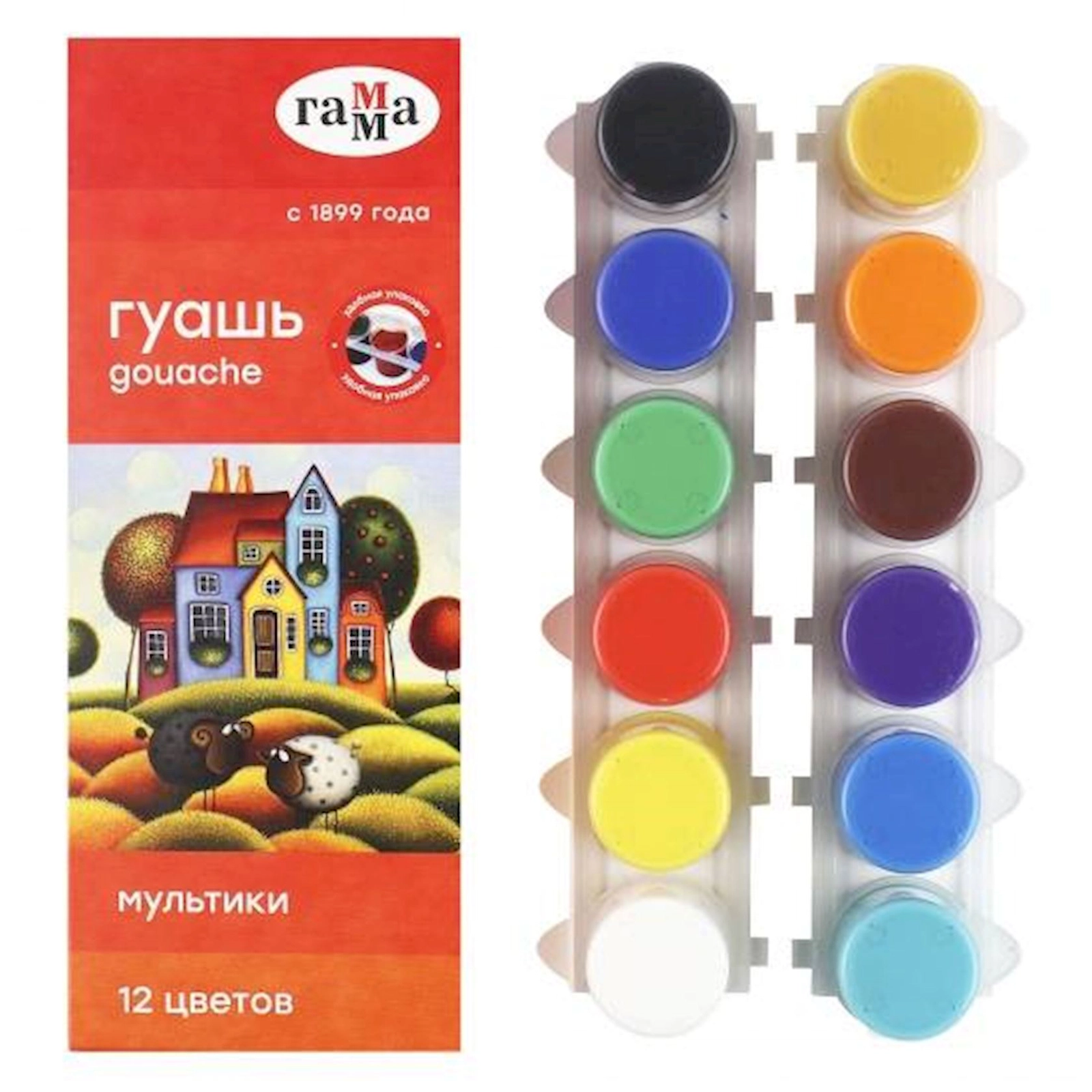 Quaş boyaları Гамма Мультики 100222-12, 12 rəng x 15 ml