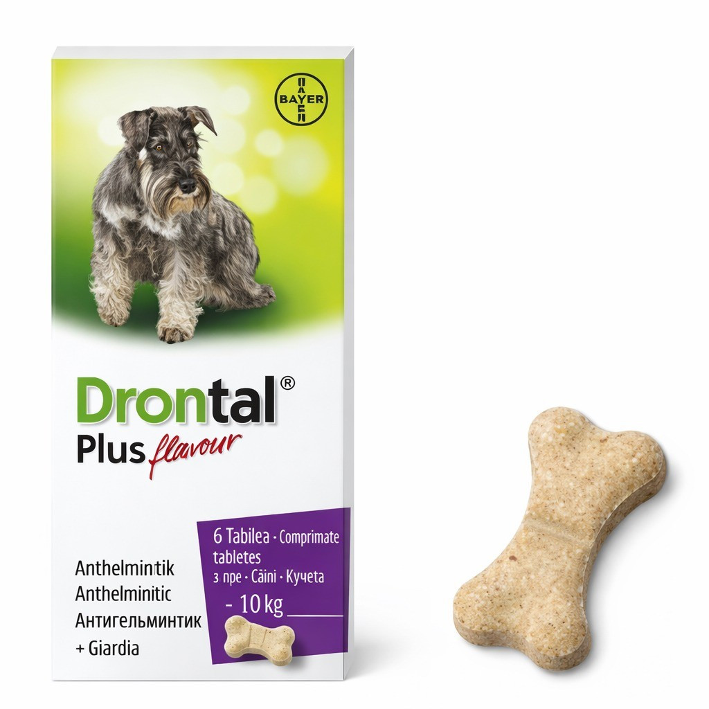 Həblər Bayer Drontal Plus itlərdə helmintozların müalicəsi üçün, ət dadı ilə, 1 həb