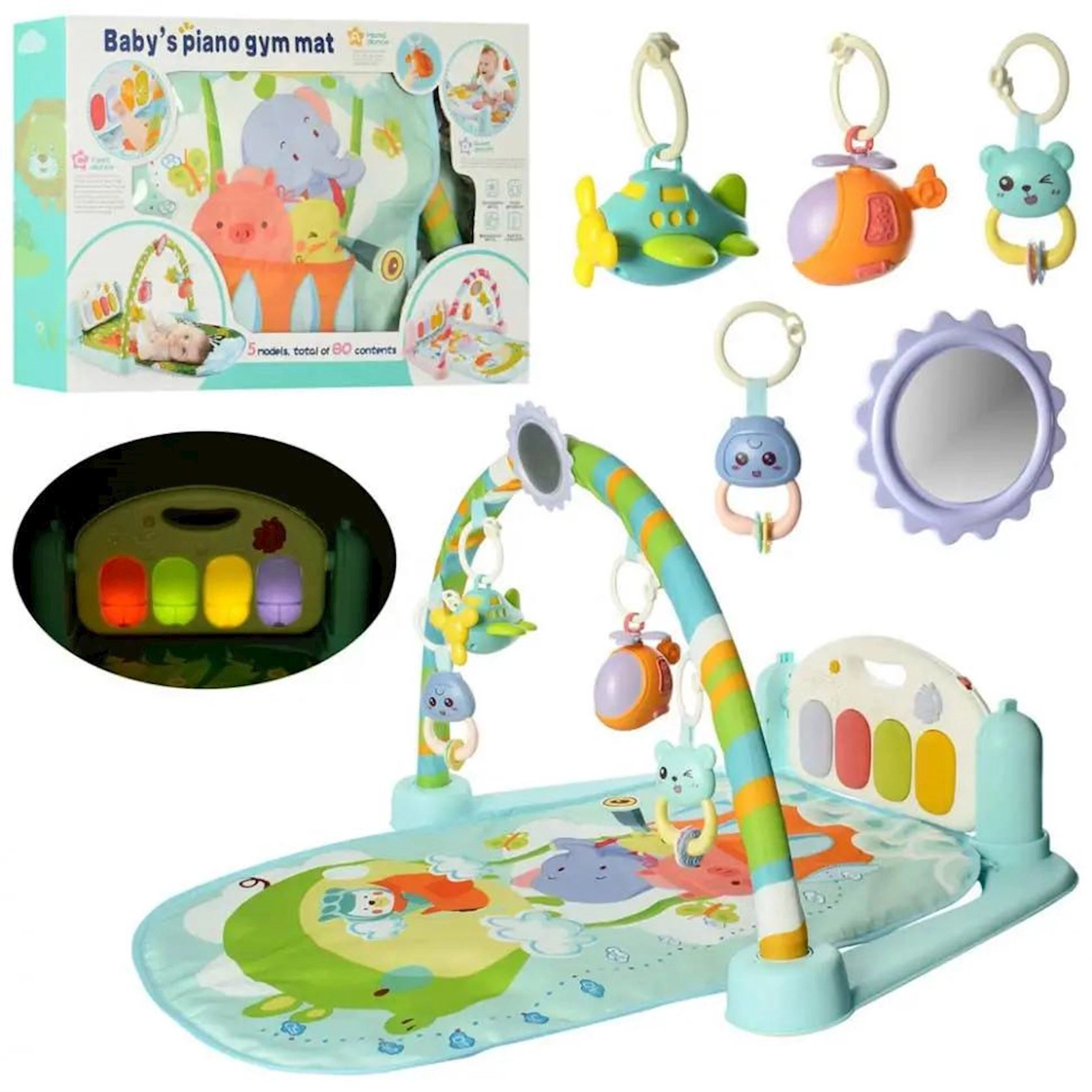 Musiqili oyun döşəkcəsi Baby's Piano Gym Mat 9912a, rəngbərəng