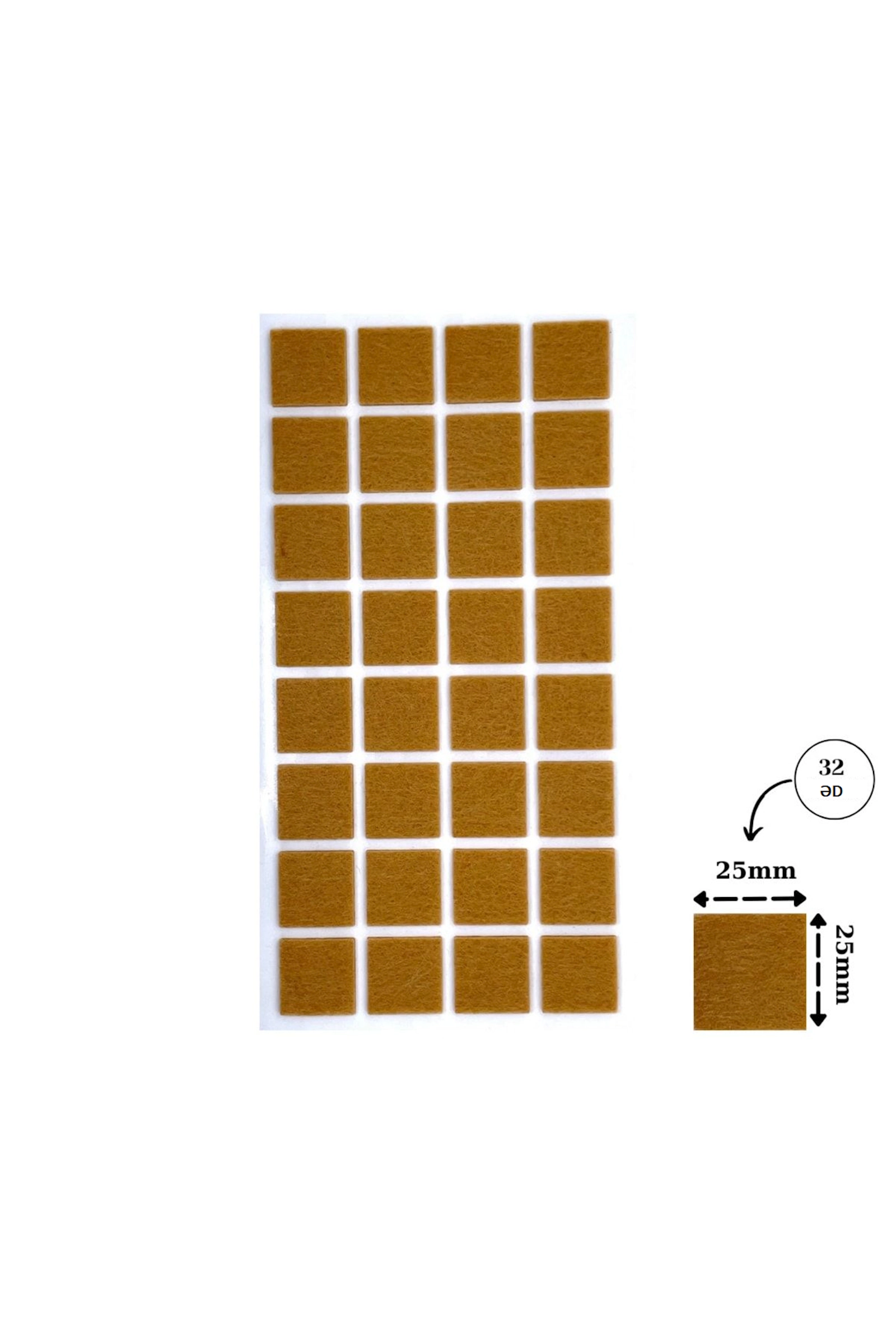 Mebel ayaqları üçün örtüklər dəsti 25x25 mm, 32 əd