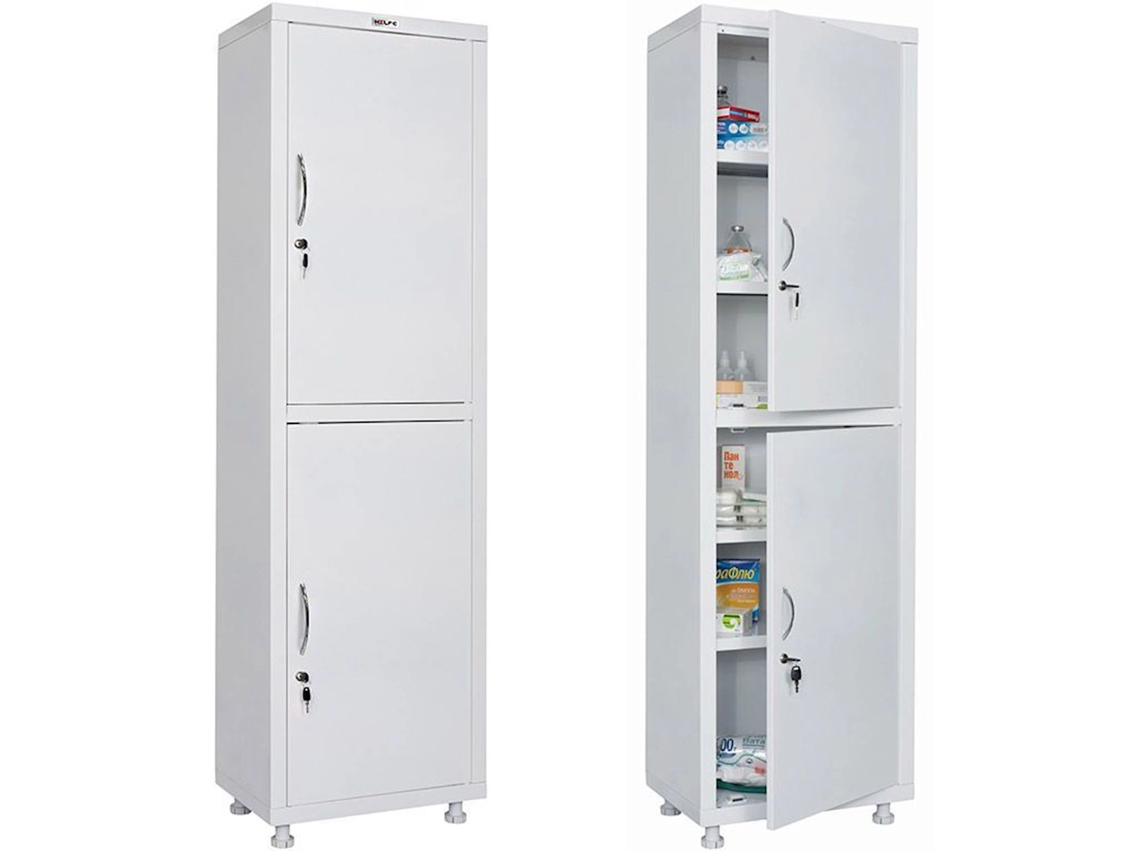 Tibbi şkaf Hilfe MD 1 1657/SS, 57x32x165.5 sm, ağ