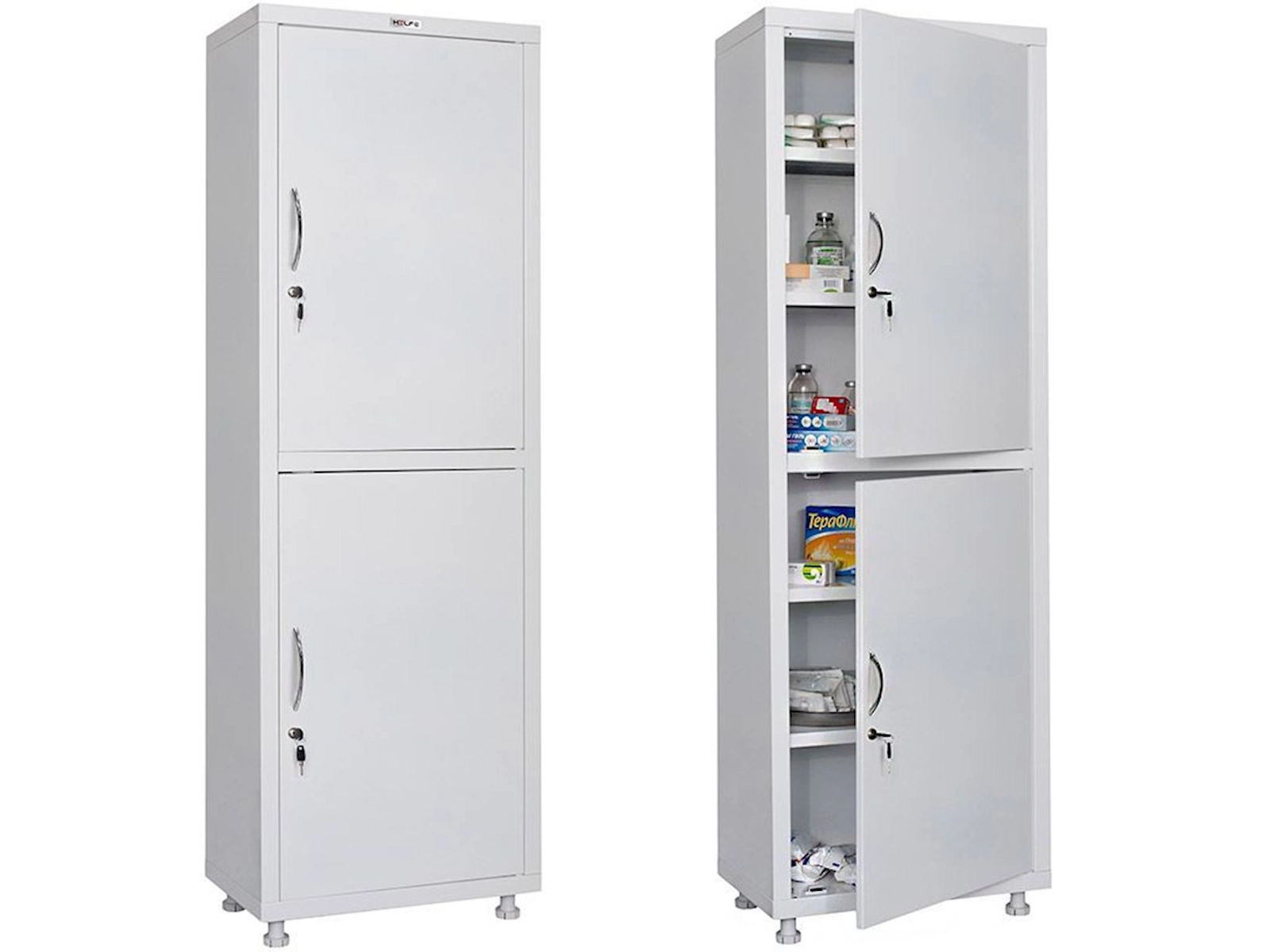 Tibbi şkaf Hilfe MD 1 1760/SS, 60x40x175 sm, ağ