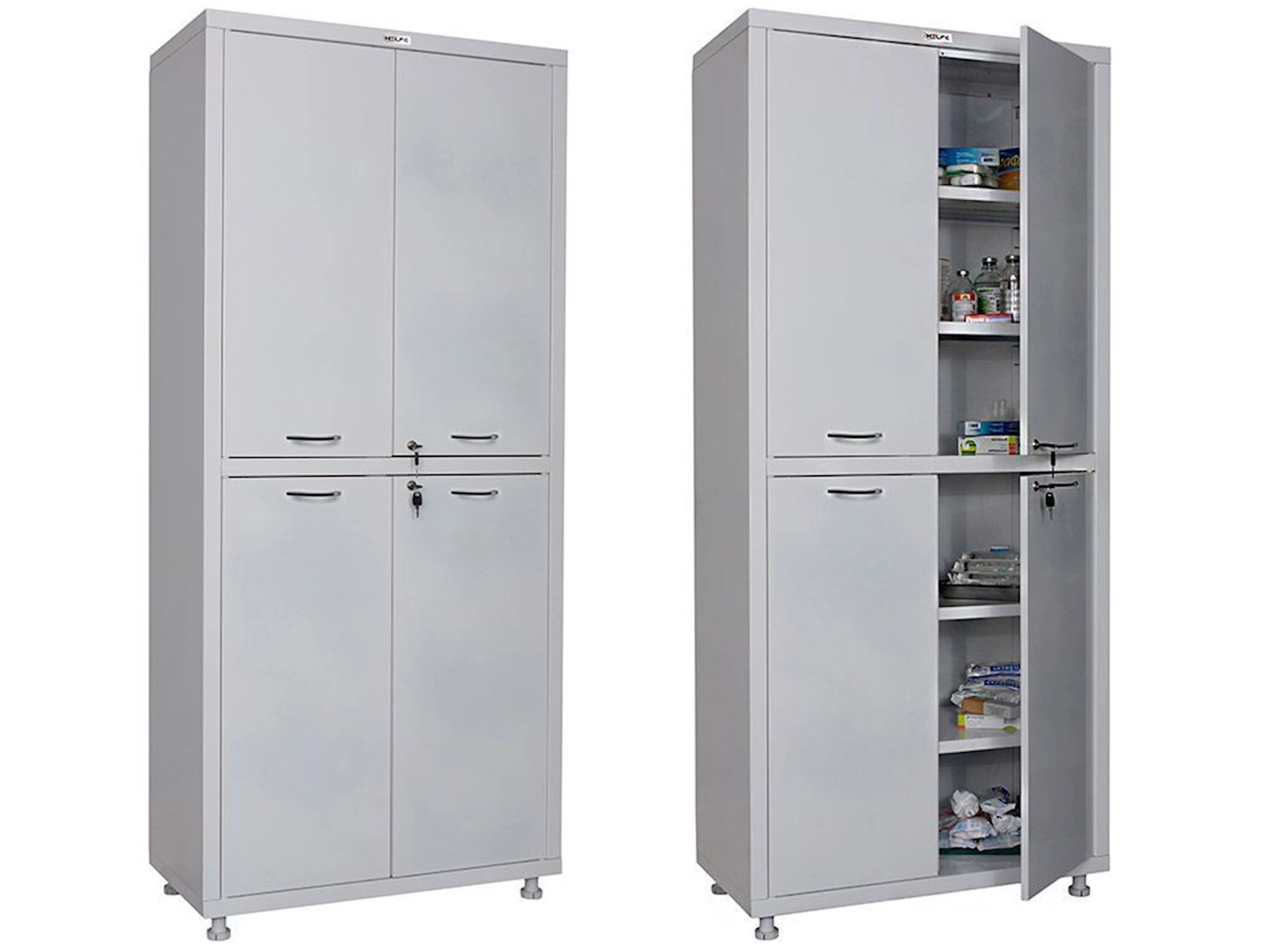 Tibbi şkaf Hilfe MD 2 1780/SS, 80x40x175 sm, ağ