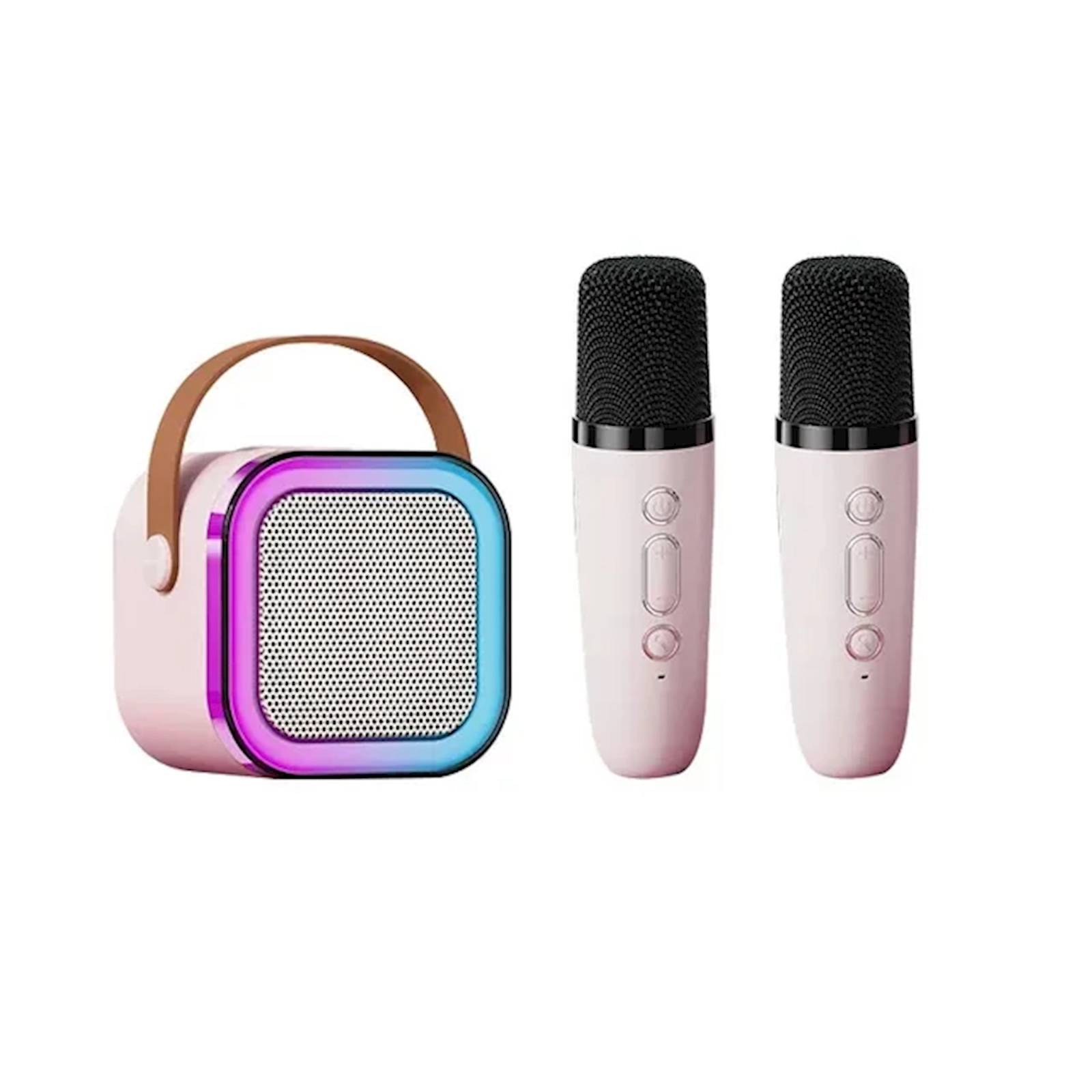 Portativ dinamik Boombox K12 Pink, 2 mikrofon ilə